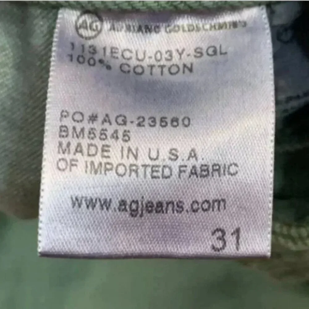 AG Adriano Goldschmied The Matchbox Slim Straight Jeans Green Size 31
